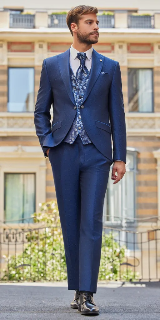schlichter hochzeitsanzug in blau