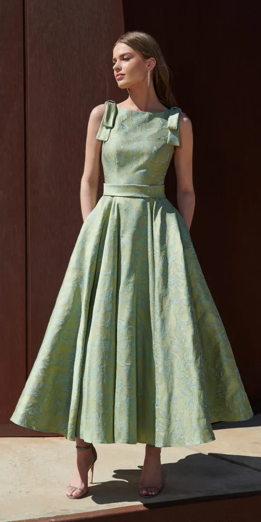 elegantes gruenes cocktailkleid knoechellang aire barcelona