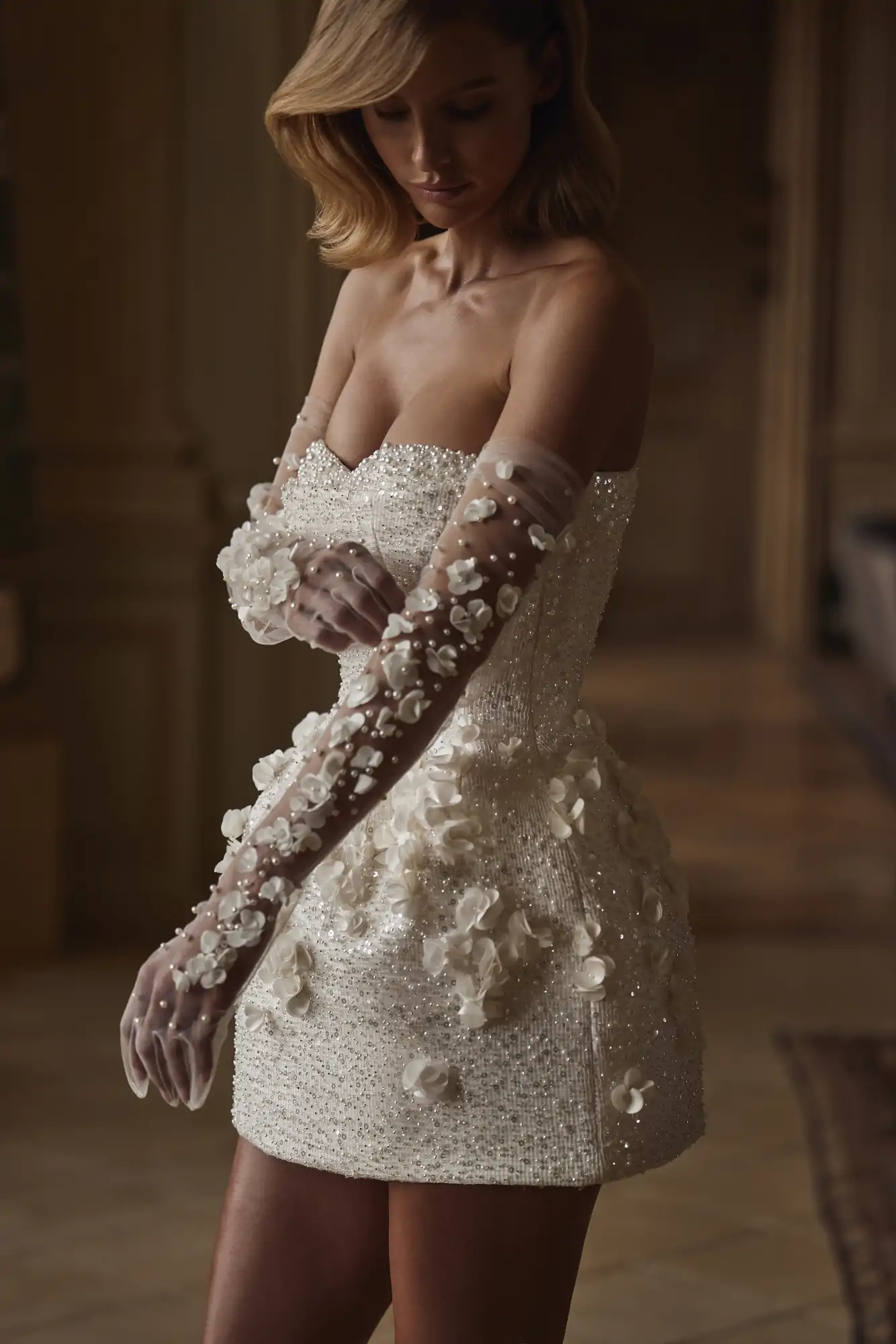 glamouröses kurzes brautkleid für afterparty